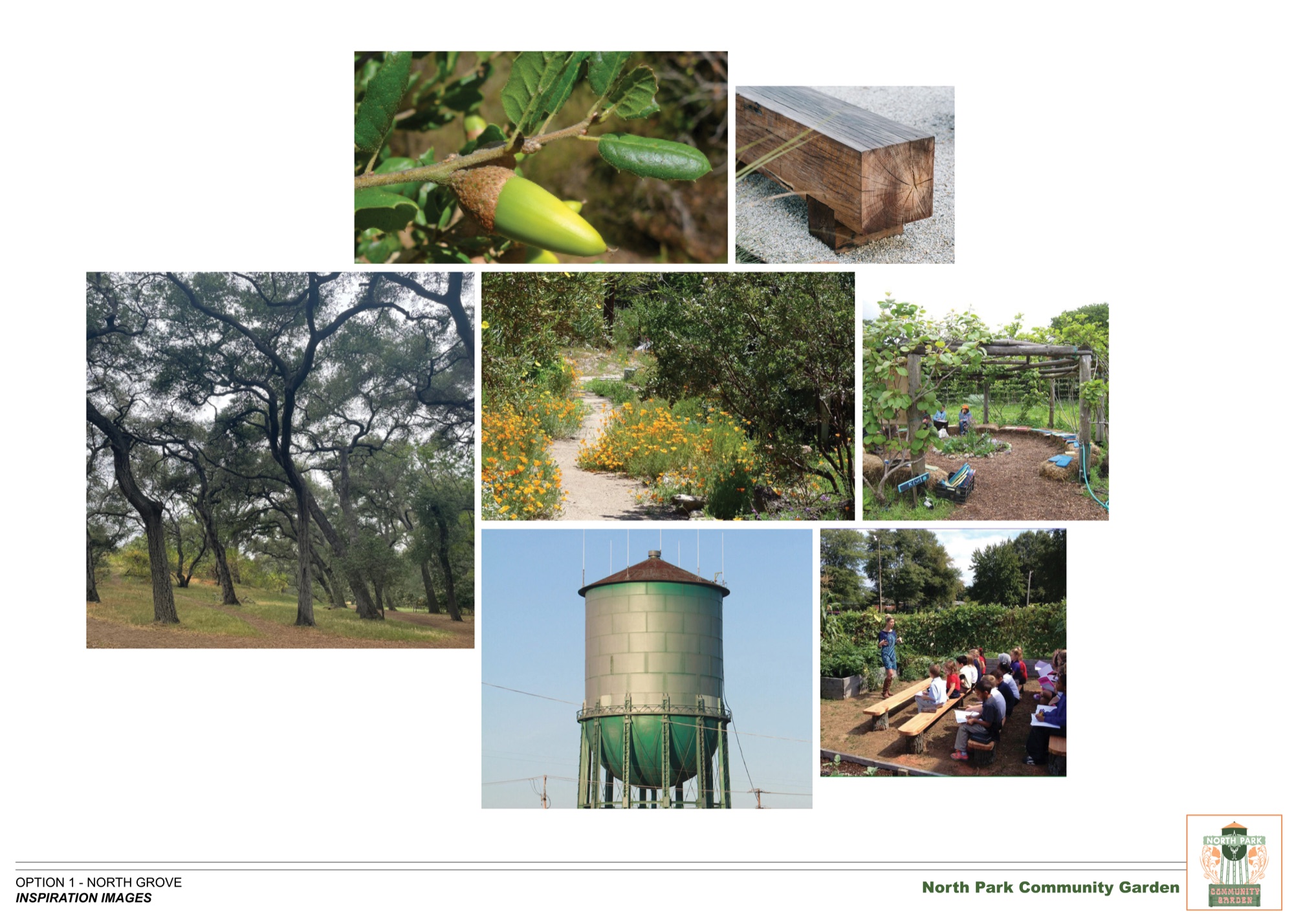 Design inspiration images for Option 1, North Grove